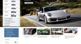 Porshe The design for this web creates an image through its well known car shapes and design.