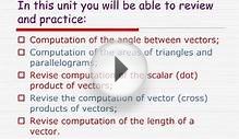 Computing the angles between vectors and the areas of